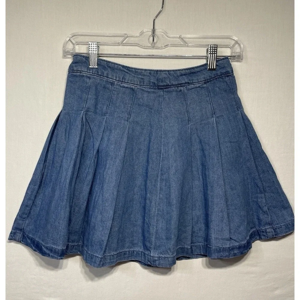 American Eagle Women's NWT Micro Pleated Denim Mini Skirt Pleated Y2K Rave Sz 00